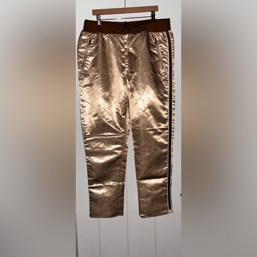 NEW ASAP Rocky Testing Music Men 3XL San Tan‎ Cub Striped Satin Pants Hip Hop